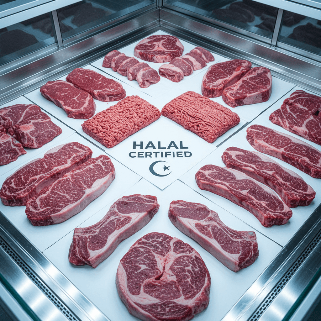 Halal-certified meat selection